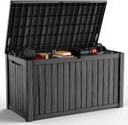 DRATO 200 Gallon Deck Box, Waterproof Resin Large Outdoor Storgae Box for Patio Furniture, Patio Cushions, Gardening Tools, Pool Supplies, Lockable（Black，200 Gallon） by DRATOprovidesawarmandcozy