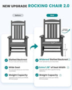 SERWALL Outdoor Rocking Chair Set of 4, HDPE Patio Rocking Chair, All-Weather Porch Rocker for Balcony, Yard, Dark Gray - Image 7