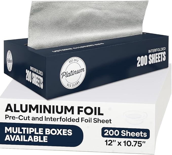 Pre-Cut Aluminum Foil Sheets 12" x 10.7" – Non-Stick, Pop-Up Disposable Sheets by Unknown