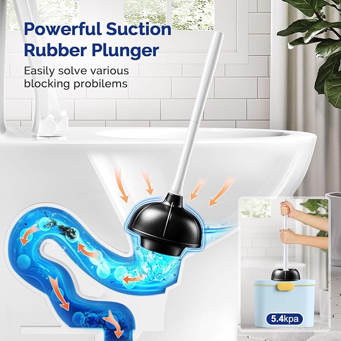 HAMITOR Toilet Plunger Bowl Brush Combo：Heavy Duty Rubber - Image 3