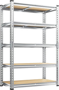 REIBII Garage Shelving, 5 Tier Storage Shelves Load 2400LBS, Adjustable Garage Shelves Heavy Duty, Metal Shelving Unit with Waterproof Columns for Warehouse, 35.5" W x 11.9" D x 72" H, Galvanized by REIBII