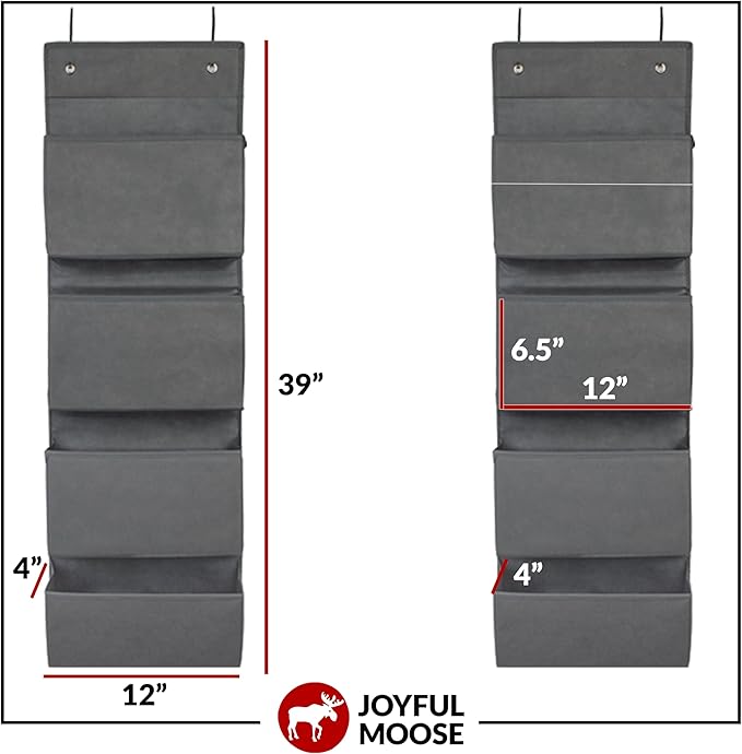 Joyful Moose Over the Door Hanging Organizer Closet Storage Bins Grey - Image 6