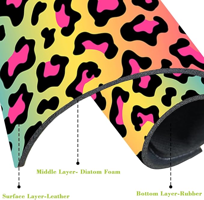 Sink Faucet Absorbing Mat Rainbow Colored Leopard Print Sink Splash Guard - Image 3