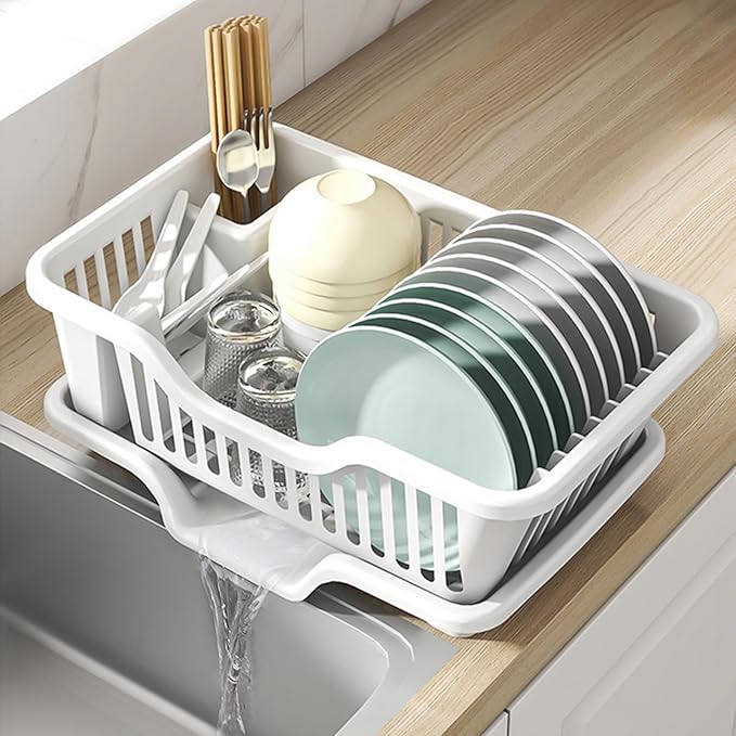 2-Piece Plastic Dish Drying Rack, Heavy Duty Sink Set Dish Rack by Noamus