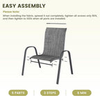 UDPATIO Patio Chairs Set of 8, Stackable Outdoor Dining Chairs with High Back, Breathable Textilene Fabric Outdoor Chair All Weather, 350LBS Capacity for Garden, Backyard (Dark Grey) - Image 8