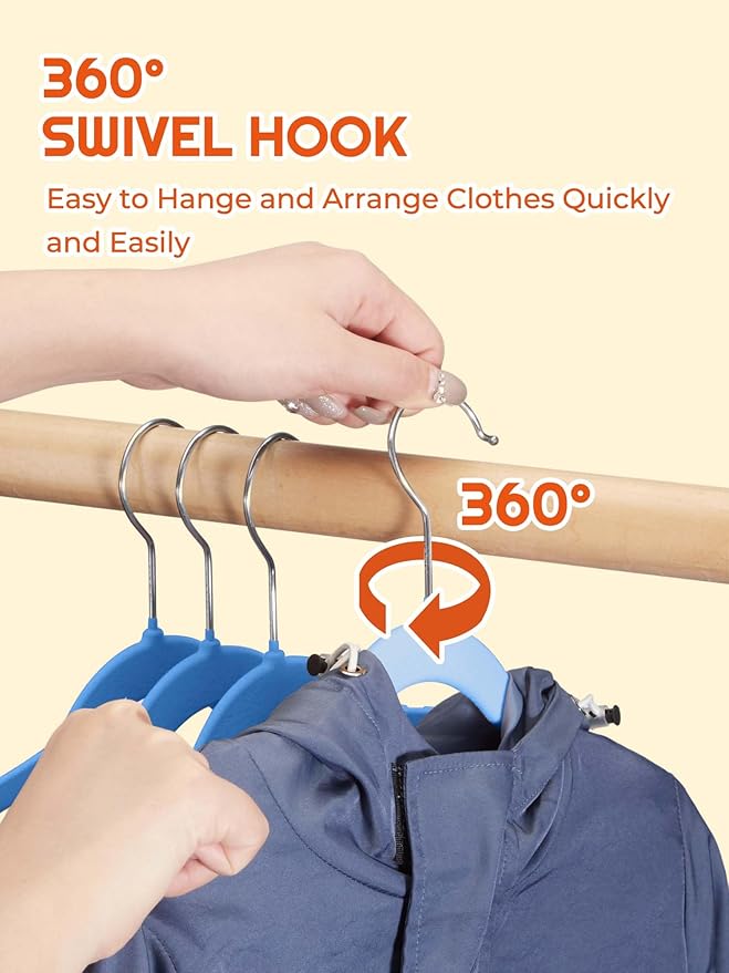 HOUSE DAY 14 Inch Kids Velvet Hangers 50 Pack, Durable Big Kids Hanger - Image 7