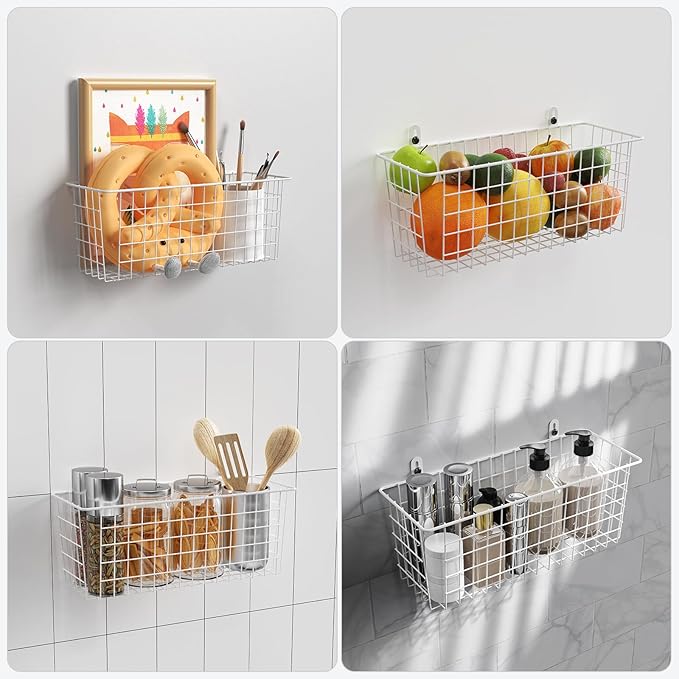 MaraFansie Wire Basket 4-Pack Hanging Wall Organizer Cabinet Storage Basket - Image 3