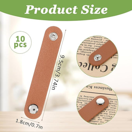 10 PCS Leather Cable Organizers, Leather Travel Cords Storage Organizers Snap - Image 2