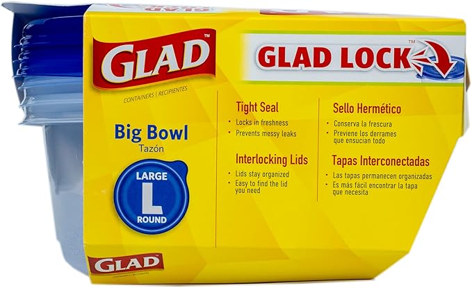 Glad GladWare Big Bowl Food Storage Containers, Large Round Bowl Holds 48 - Image 6