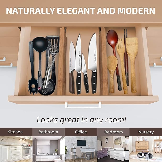 6 Pack Bamboo Drawer Dividers - Image 2