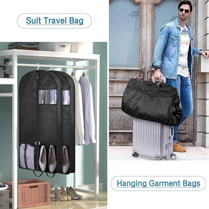 KIMBORA 43" Suit Bags for Closet Storage and Travel, Gusseted Mesh Hanging - Image 3