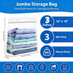 Zipper Storage Bags with Handle and Bottom, 3 Gallon Heavy Duty Clear Handy - Image 2