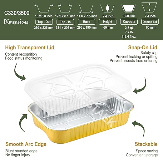 13" x 8.8" Heavy-Duty Aluminum Foil Pans - Image 3