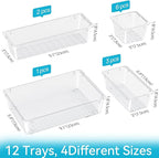 12 PCS Drawer Organizer Set, 4 Sizes Tool Storage Trays, Stationeries - Image 2