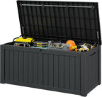 Outdoor Storage Box, Resin Deck Boxes Indoor and outdoor, Waterproof Storage Box Lockable Lid (Black,180 Gallon) - Image 5