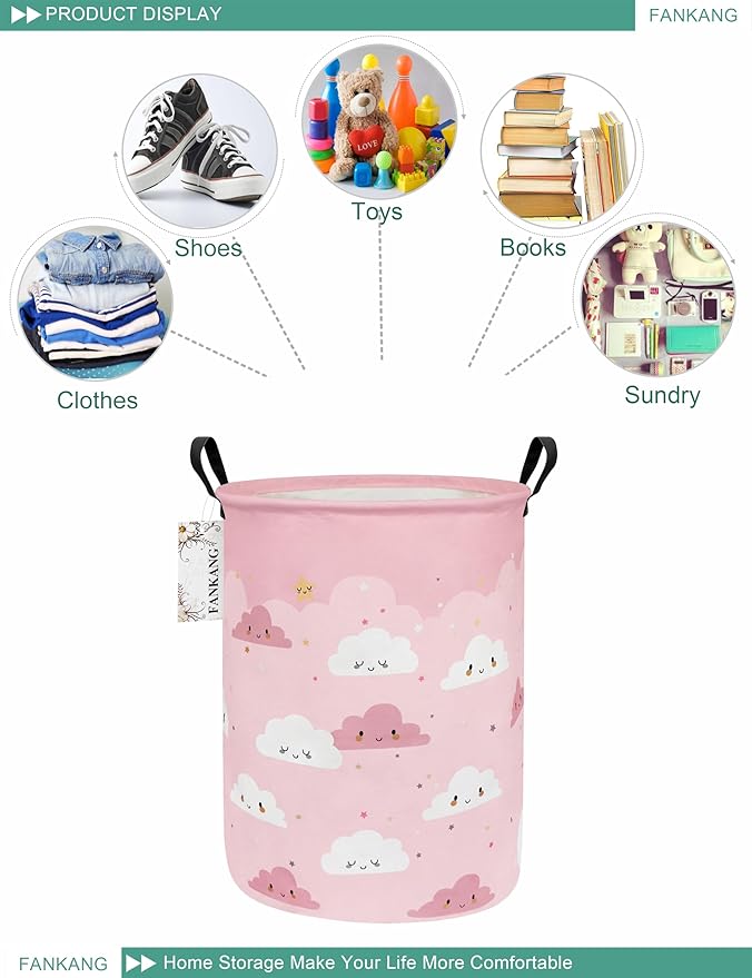 FANKANG Storage Basket, Nursery Hamper Canvas Laundry Basket Foldable - Image 3