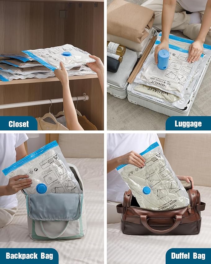 Vacuum Storage Bags for Travel, 8 Pack Vacuum Seal Bags - Image 9