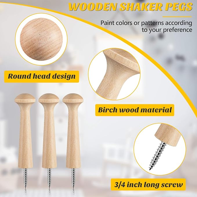 10 Pieces Wooden Shaker Peg Screw-on Pegs 3.62 Inch Long Unfinished Wood Shaker - Image 3