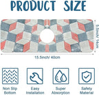 Red Gray Tile Sink Splash Guard Faucet Mat Red White Diamond Super Absorbent - Image 2