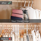 FeeraHozer Pants Hangers Non Slip 6 Pack Space Saving Hangers Multi-Layer Swing - Image 3