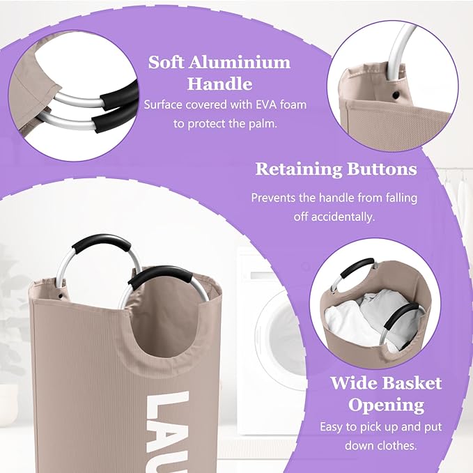 95L Folding Laundry Basket for Singles, Large Laundry Hamper - Image 4