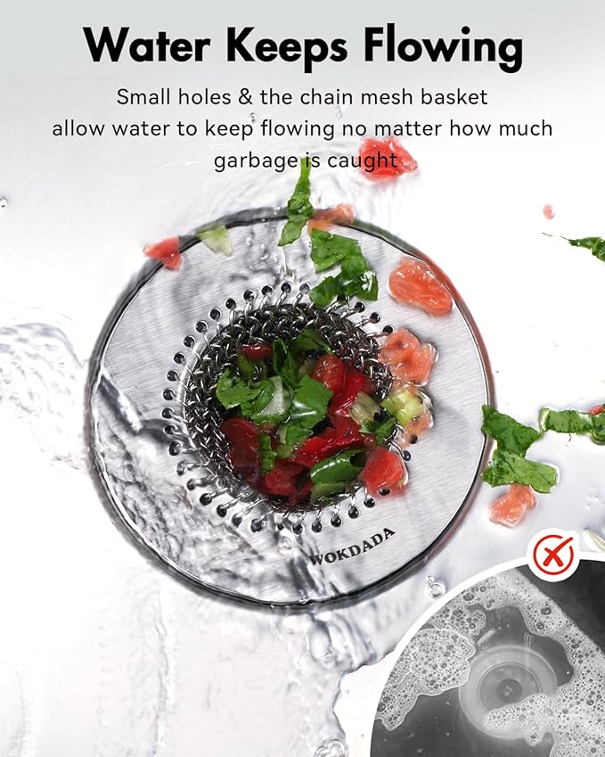 2 PCS Kitchen Sink Drain Strainer, Flippable Mesh Sink Strainer, 304 Stainless - Image 3