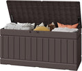 Greesum Outdoor Storage Box 82 Gallon Storage Bin with Lid for Patio Furniture, Garden Tools, Pool Supplies, Waterproof and UV Resistant, Lockable, Dark Brown by BuynowfromGreesum