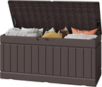 Greesum Outdoor Storage Box 82 Gallon Storage Bin with Lid for Patio Furniture, Garden Tools, Pool Supplies, Waterproof and UV Resistant, Lockable, Dark Brown by BuynowfromGreesum