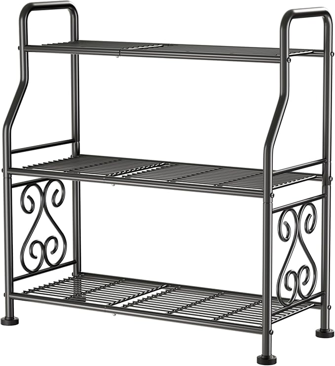 GIOTORENT Plant Stand Outdoor Indoor 3 Tier Metal Waterproof - 29.1" Plant Shelf for Patio, Balcony, Living Room, Large Capacity Tiered Plant Rack, Black - Image 6