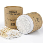 Bamboo Cotton Swabs 400 count, Organic Cotton Swab Round Tips, Natural Wooden - Image 8