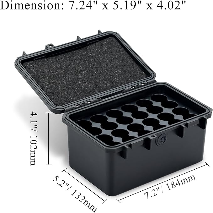 KIWIFOTOS 24 Slots 21700/20700 Battery Storage Case IP67 Waterproof Hard Case - Image 8