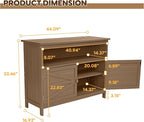 HIPS All-Weather Outdoor Storage Cabinet,Outdoor Sideboard with Magnetic Doors,3-Shelves Patio Storage Cabinet, Used for Garden,Buffet Cabinet,TV Stand, Bar Table,Balcony - Image 3