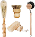 5-Pieces Bamboo Dish Brush Set by BRUSHFAMILY