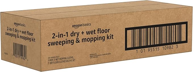 Amazon Basics Wet & Dry Sweeper Kit, 1 Sweeper Handle, 7 Heavy Duty Dry Floor - Image 2
