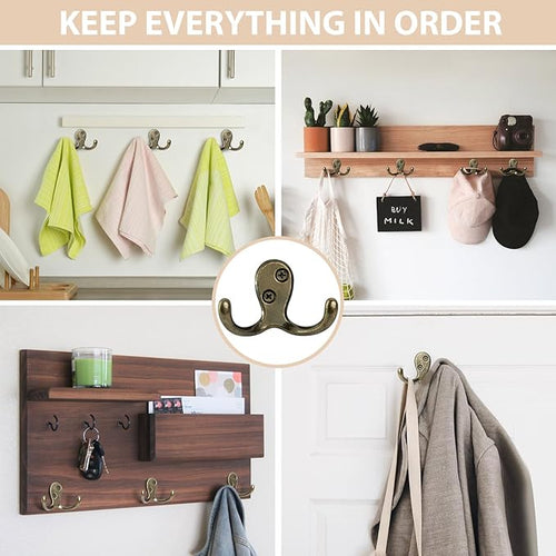 14 Pack Coat Hooks, Heavy Duty Double Prong Coat Hooks Wall Mounted - Image 2