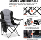 2 Pack Folding Camping Chairs for Adults - High Back Padded Outdoor Lawn Chairs with Lumbar Support & Cup Holder, 400lbs Heavy Duty Portable Camping Chairs Set (Black & Light Gray) - Image 6