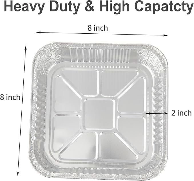 10pack- 8 x 8 Aluminum foil Pans Disposable Heavy Duty Square baking Cake Pan - Image 2