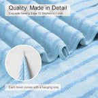 4 Piece Blue Cabana Stripe Large Bath Towels 35"x70" Oversized Bath Sheet Super - Image 6