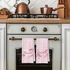 Coquette Pink Bow Checkered Decorative Towels - Image 3