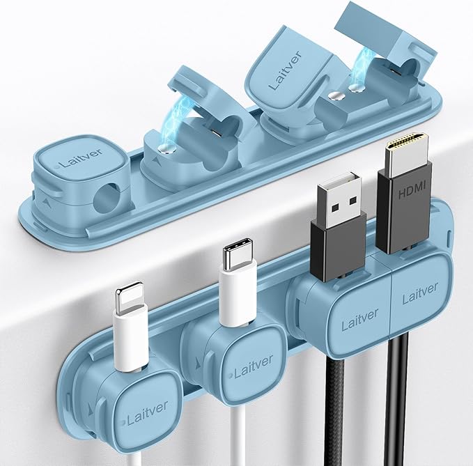 6 Pack Magnetic Cable Clips, Laitver Cord Organizer Holder Strong Adhesive Desk by Unknown
