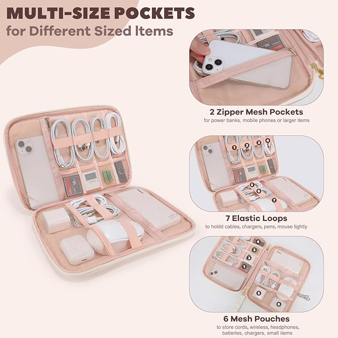 Electronics Organizer Travel Case, Charger Bag Cord Organizer Travel, Compact - Image 2