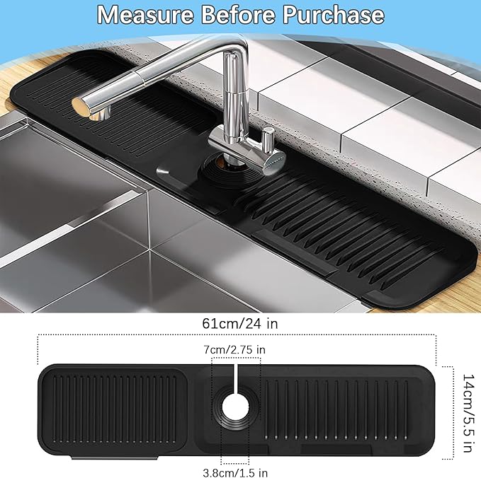 5° Slope Kitchen Sink Faucet Mat, Kitchen Sink Splash Guard, Silicone Material - Image 3
