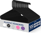 SereneLife 100-Pack Black Plastic Hangers – Ultra Lightweight Non-Slip Slim by SereneLife