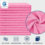 GLIMGLINT Pink Microfiber Cleaning Cloth, 12PK Reusable Cleaning Rags, Highly - Image 3