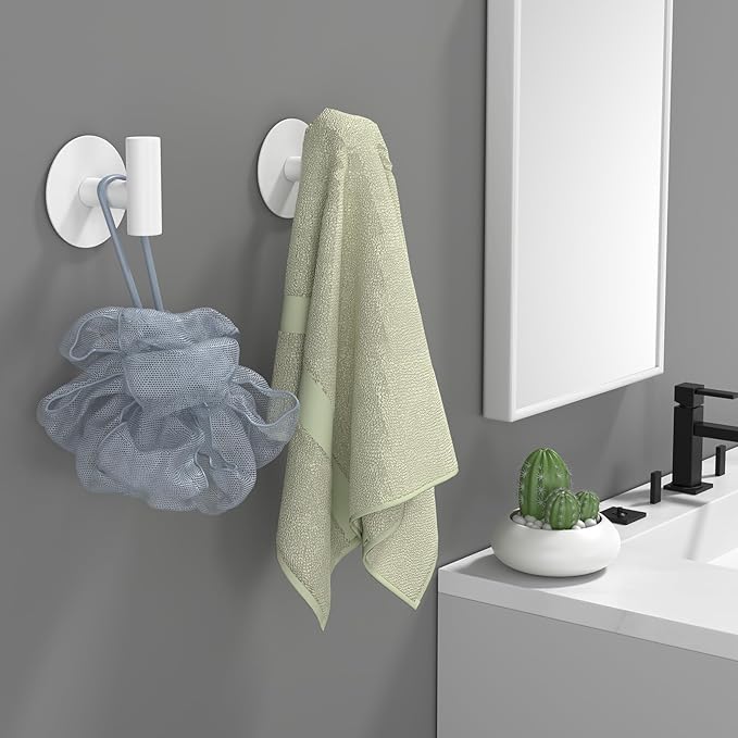 Heavy Duty White Towel Hooks, Stainless Steel Adhesive Coat Hooks - Image 5