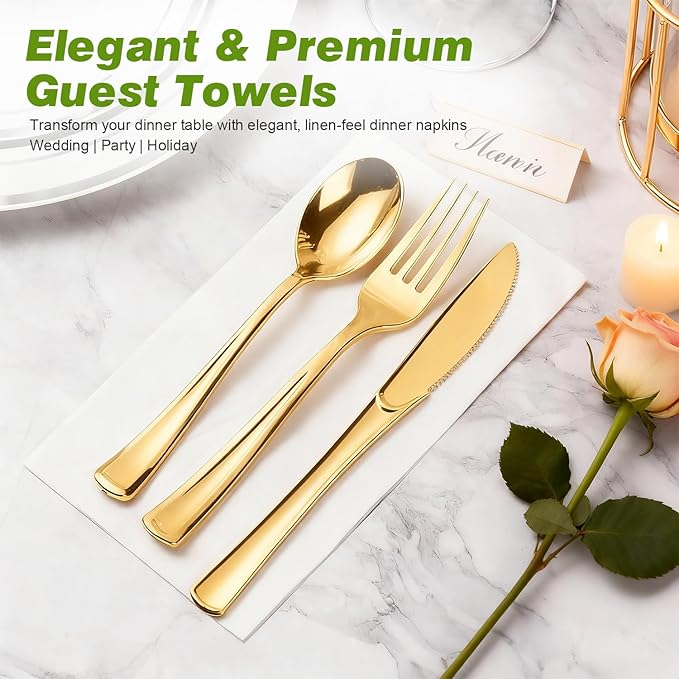 600 Pack Disposable Bathroom Hand Towels Super Value Bulk, Linen-Feel Absorbent - Image 3