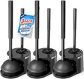 3Pack Toilet Brush and Plunger Set, Extended Handle Plunger, Toilet Bowl Brush by FORASTO