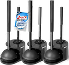 3Pack Toilet Brush and Plunger Set, Extended Handle Plunger, Toilet Bowl Brush by FORASTO
