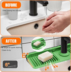 Green 24" Button Style Faucet Drip Catcher – Silicone Faucet Mat - Image 3