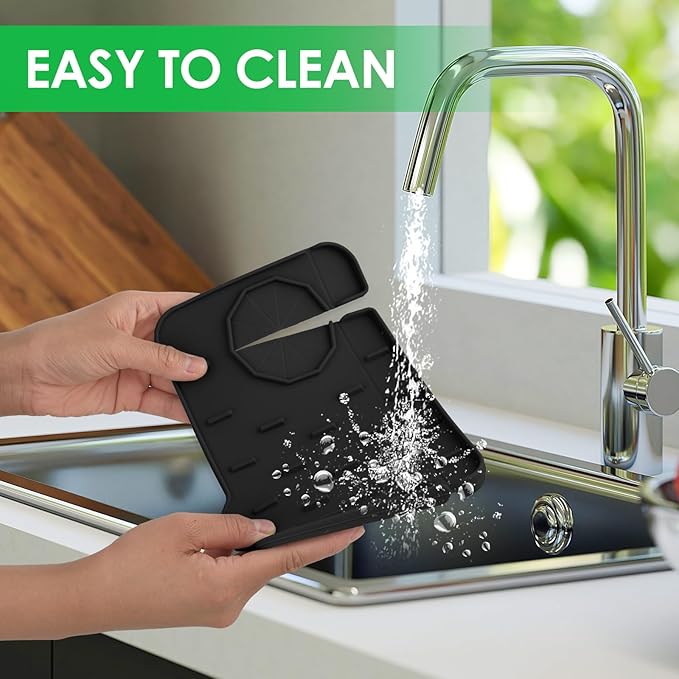 Sink Faucet Splash Guard Mat Silicone Soap Dish Pad Faucet Handle Drip Catch - Image 5